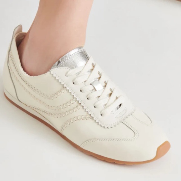 Dolce Vita Shoes - Dolce Vita Delany Sneakers Off White Cream Leather and Silver